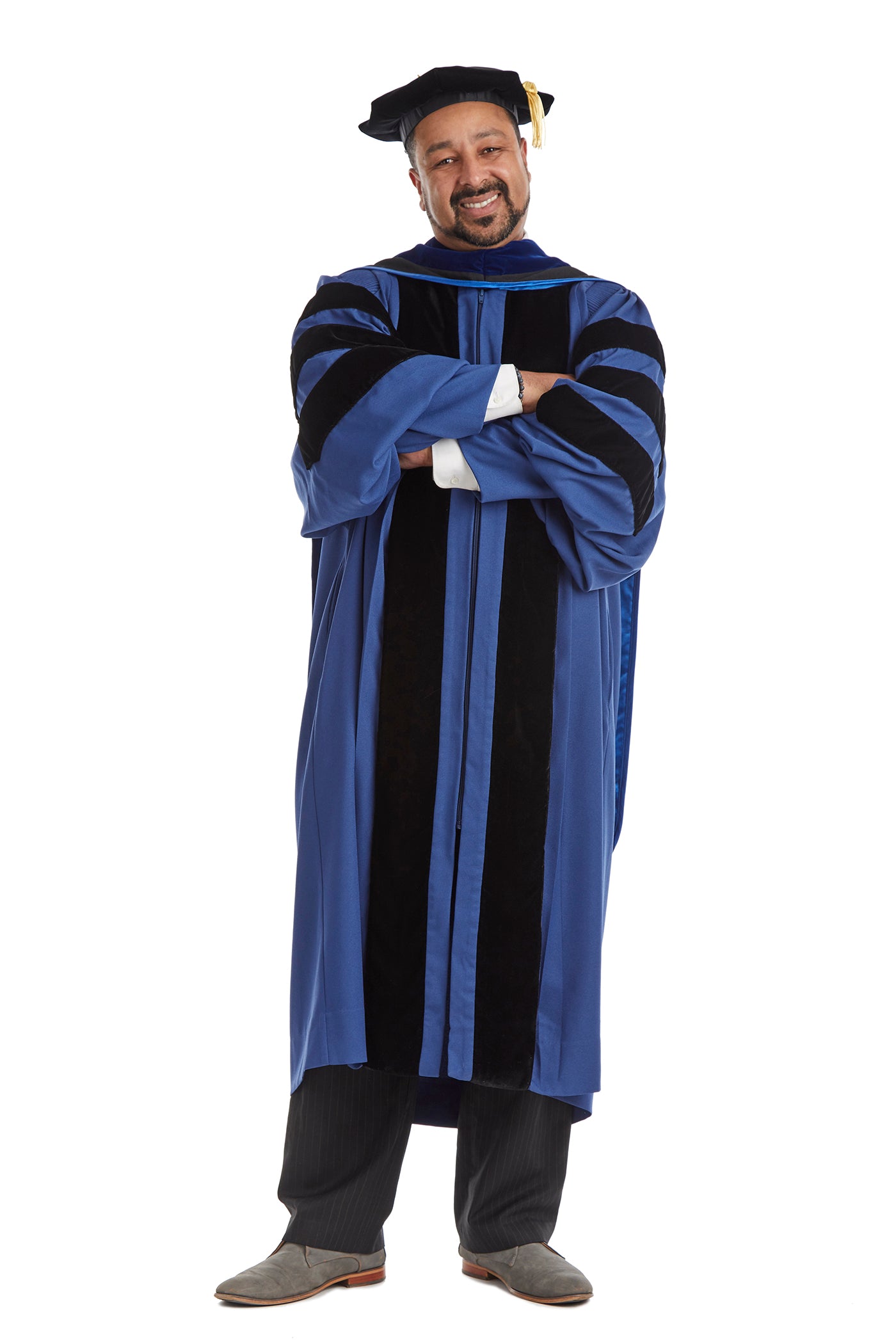 Yale University Doctoral Regalia Rental Set. Doctoral Gown, PhD Hood, and Eight Sided Doctoral Tam with Tassel