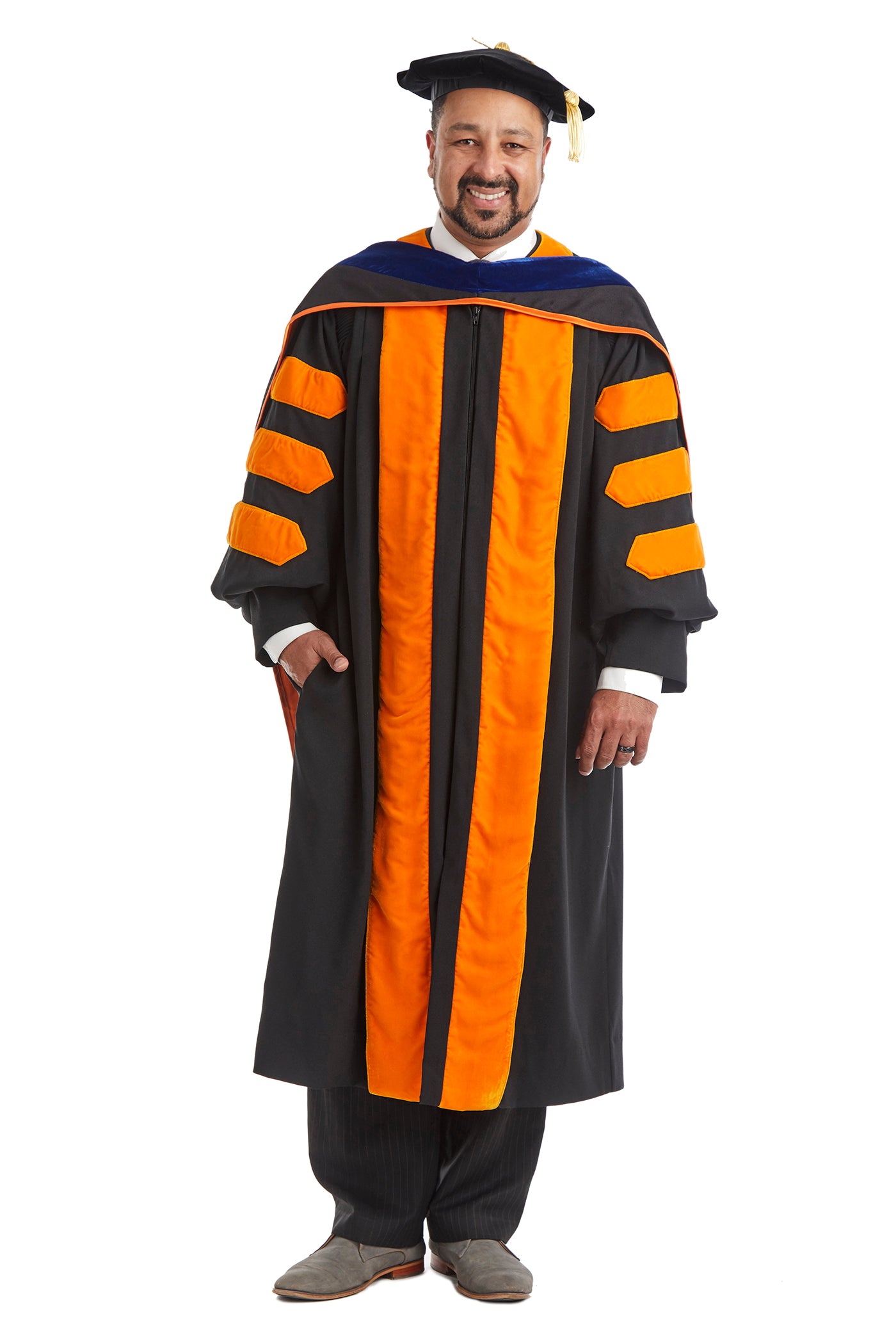 Princeton University Doctoral Regalia Rental Set. Doctoral Gown, PhD Hood, and Eight Sided Doctoral Tam with Tassel - Rental Keeper