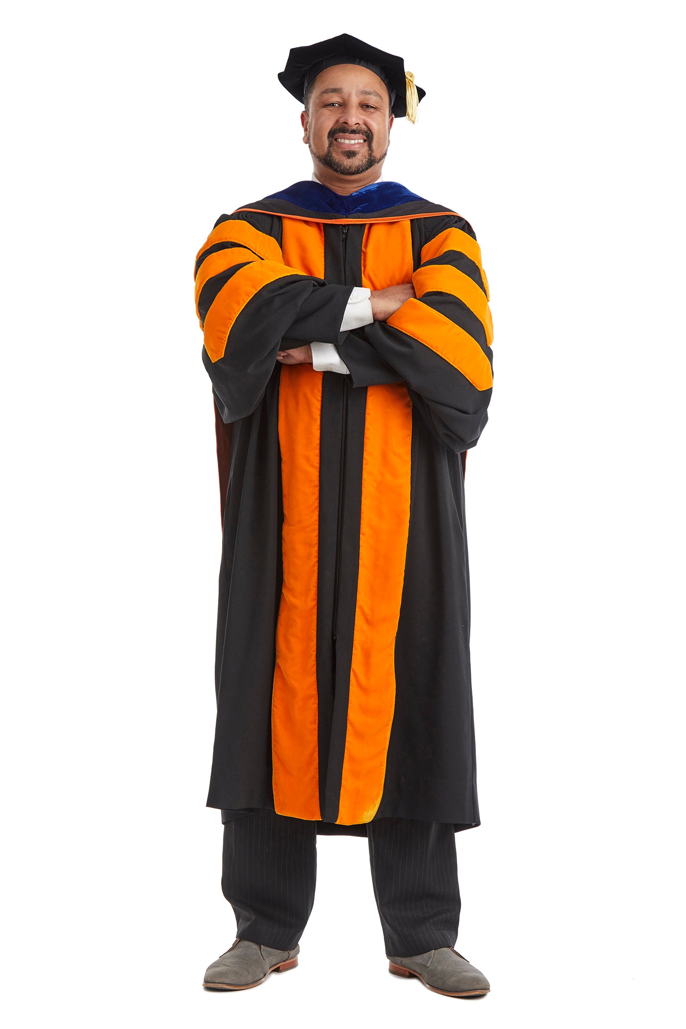 Princeton University Doctoral Regalia Rental Set. Doctoral Gown, PhD Hood, and Eight Sided Doctoral Tam with Tassel