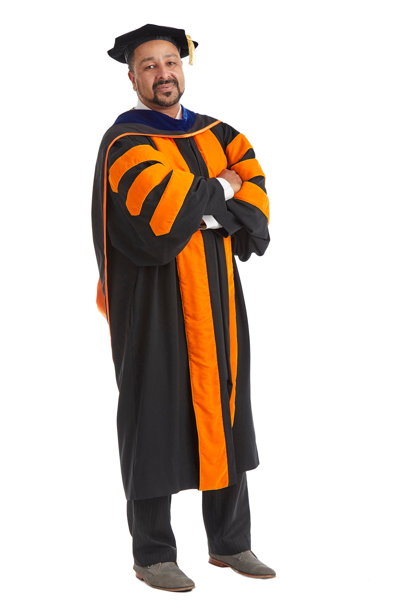Princeton University Doctoral Regalia Rental Set. Doctoral Gown, PhD Hood, and Eight Sided Doctoral Tam with Tassel