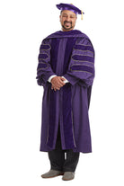 University of Washington PhD Regalia Set. Doctoral Gown, Hood, and Eight Sided Doctoral Tam with Tassel