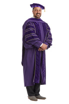University of Washington PhD Regalia Set. Doctoral Gown, Hood, and Eight Sided Doctoral Tam with Tassel