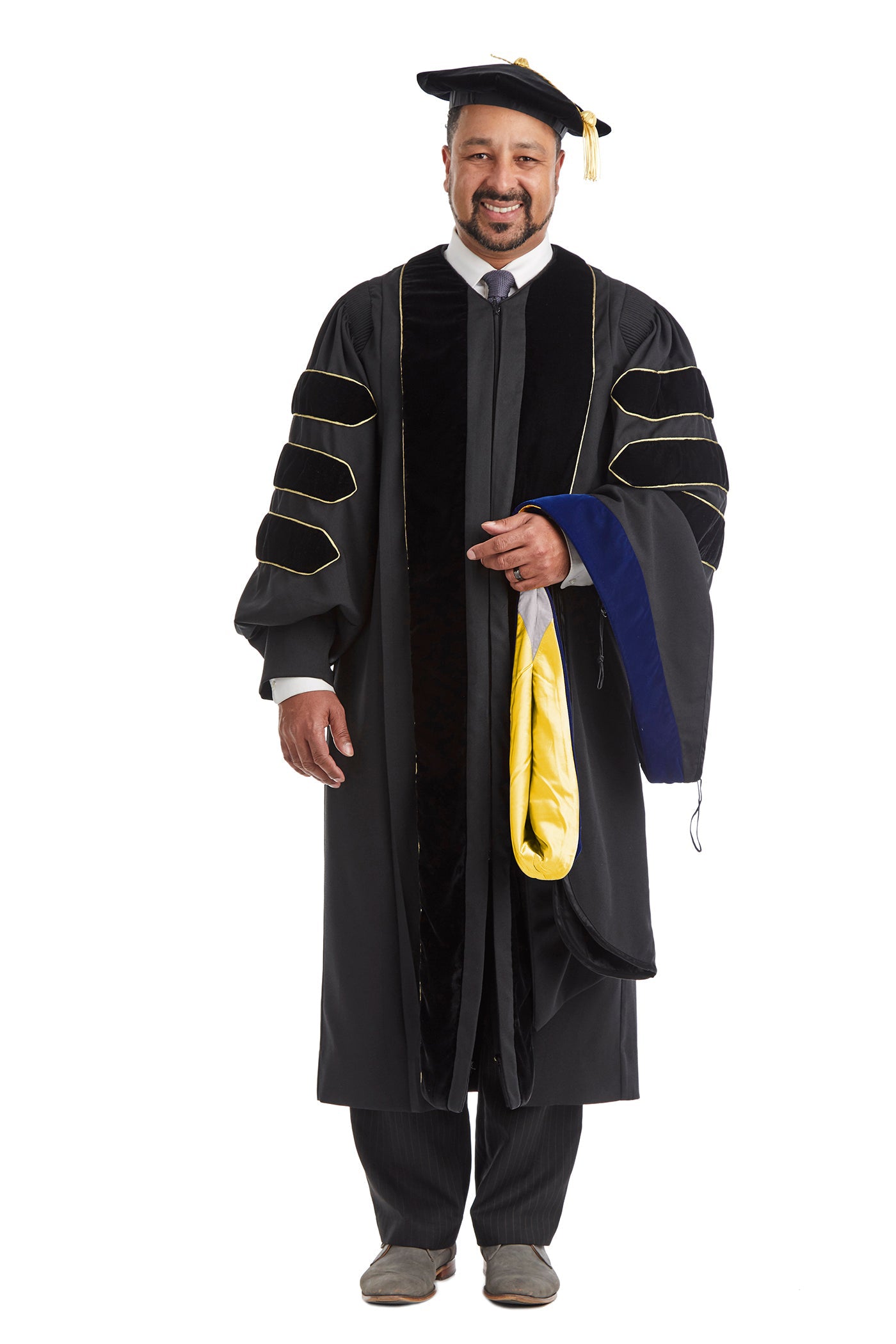 University of Colorado Boulder Doctoral Regalia Rental Set. Doctoral Gown, Hood, and Cap / Tam with Tassel
