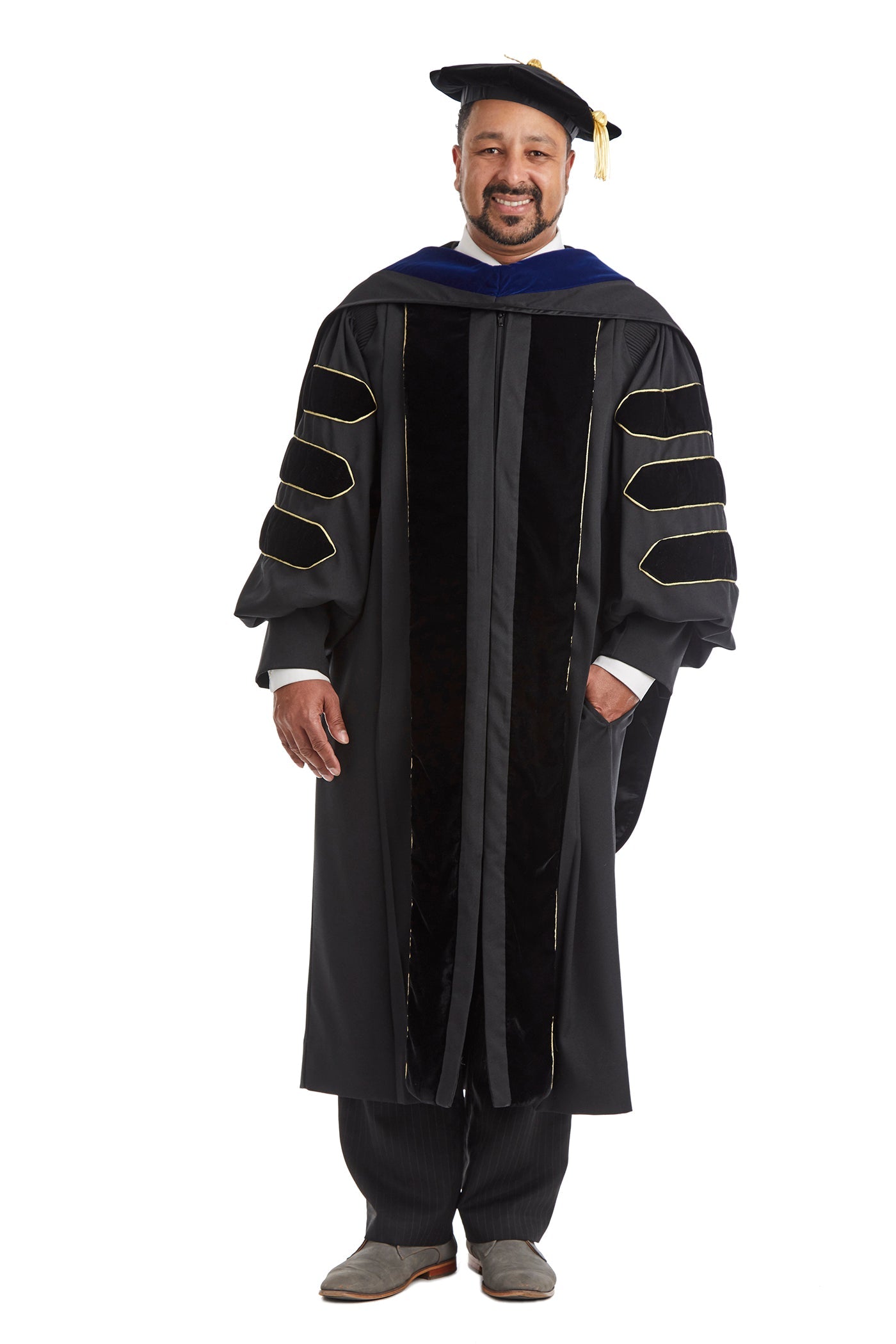 University of Colorado Boulder Doctoral Regalia Rental Set. Doctoral Gown, Hood, and Cap / Tam with Tassel