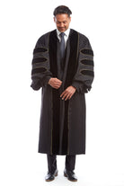 Premium Black Doctoral Gown with Gold Piping for Graduation 