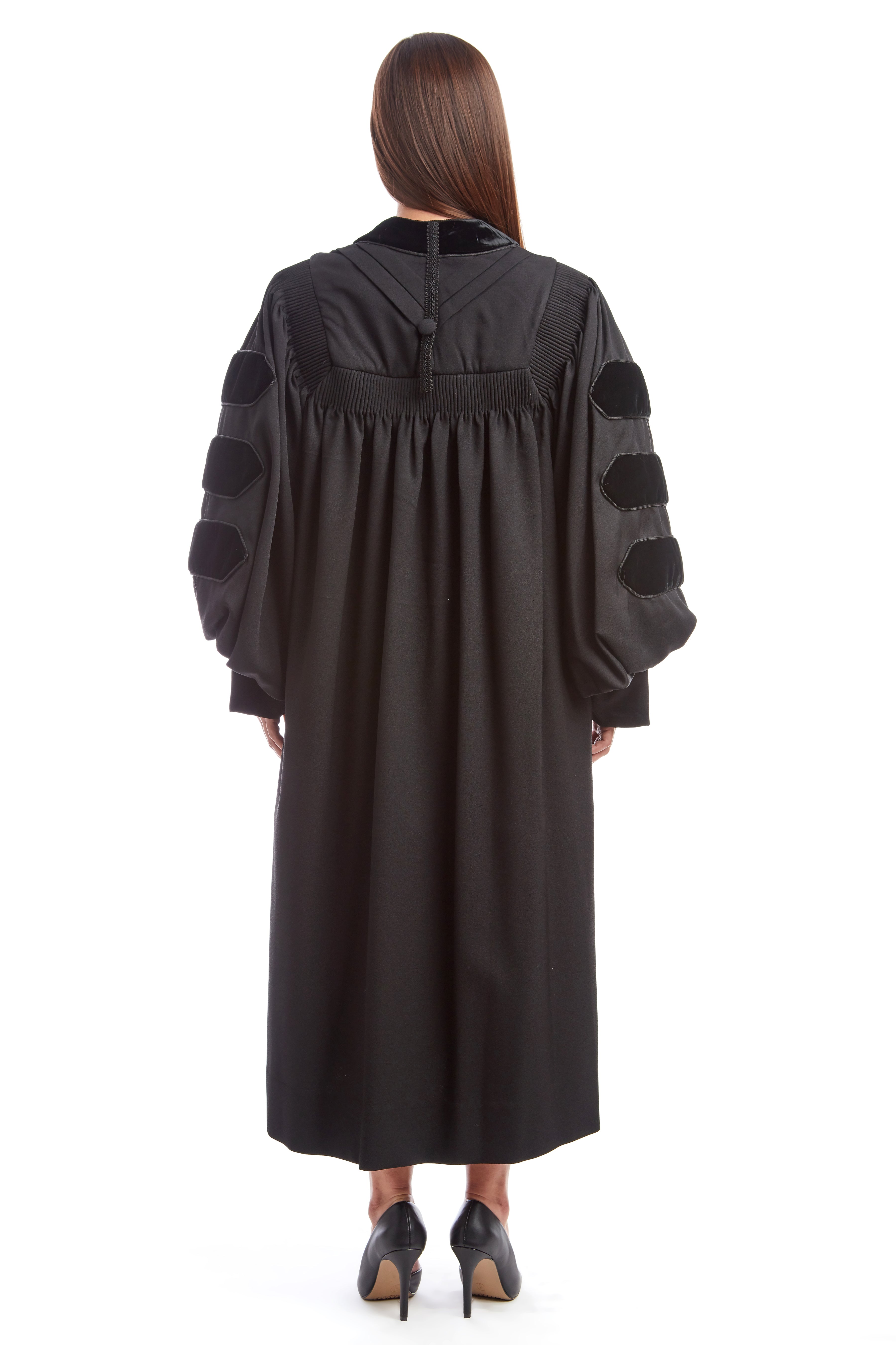 Premium Black Doctoral Gown with Black Piping for Graduation 