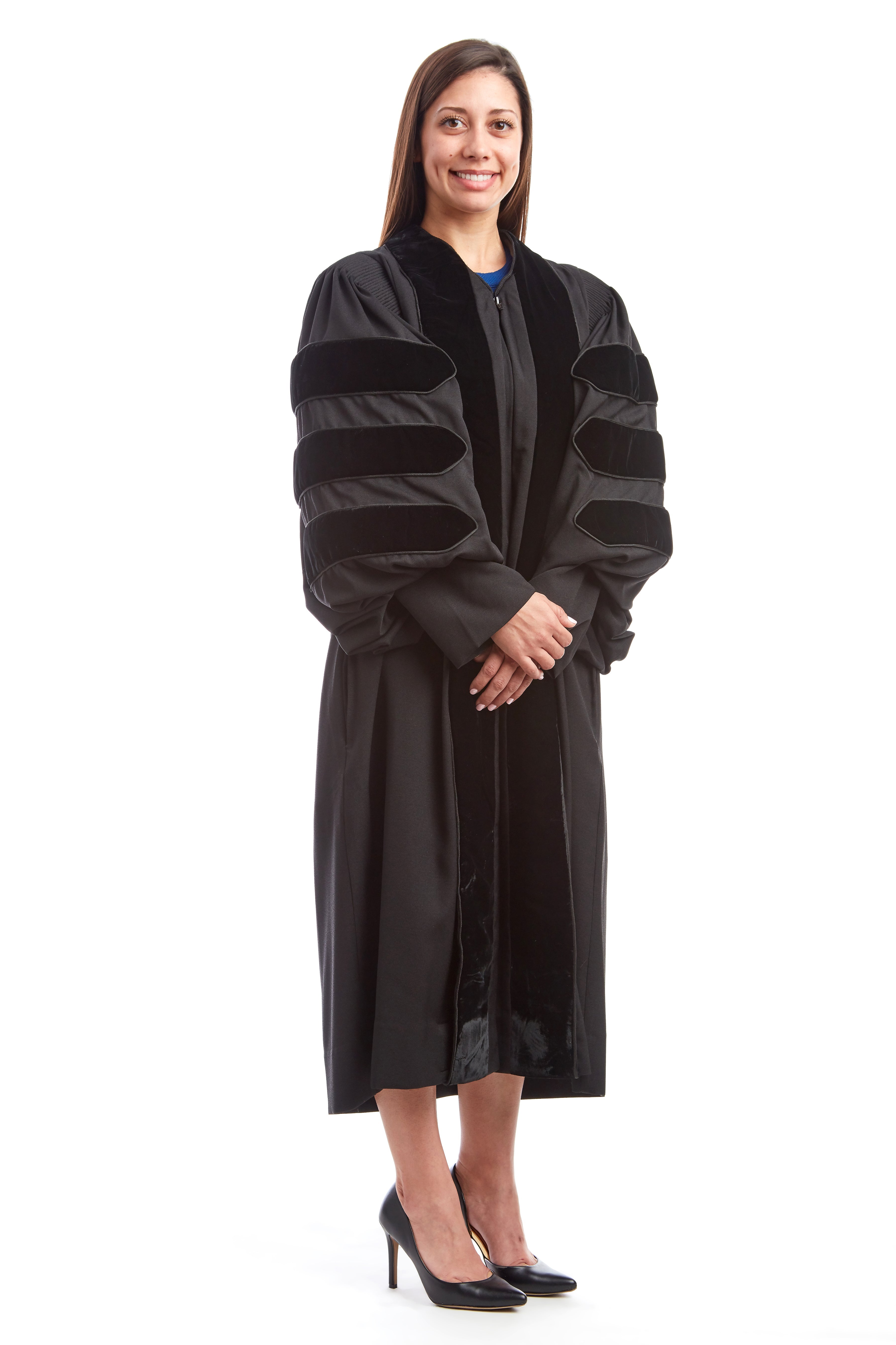 Premium Black Doctoral Gown with Black Piping for Graduation 