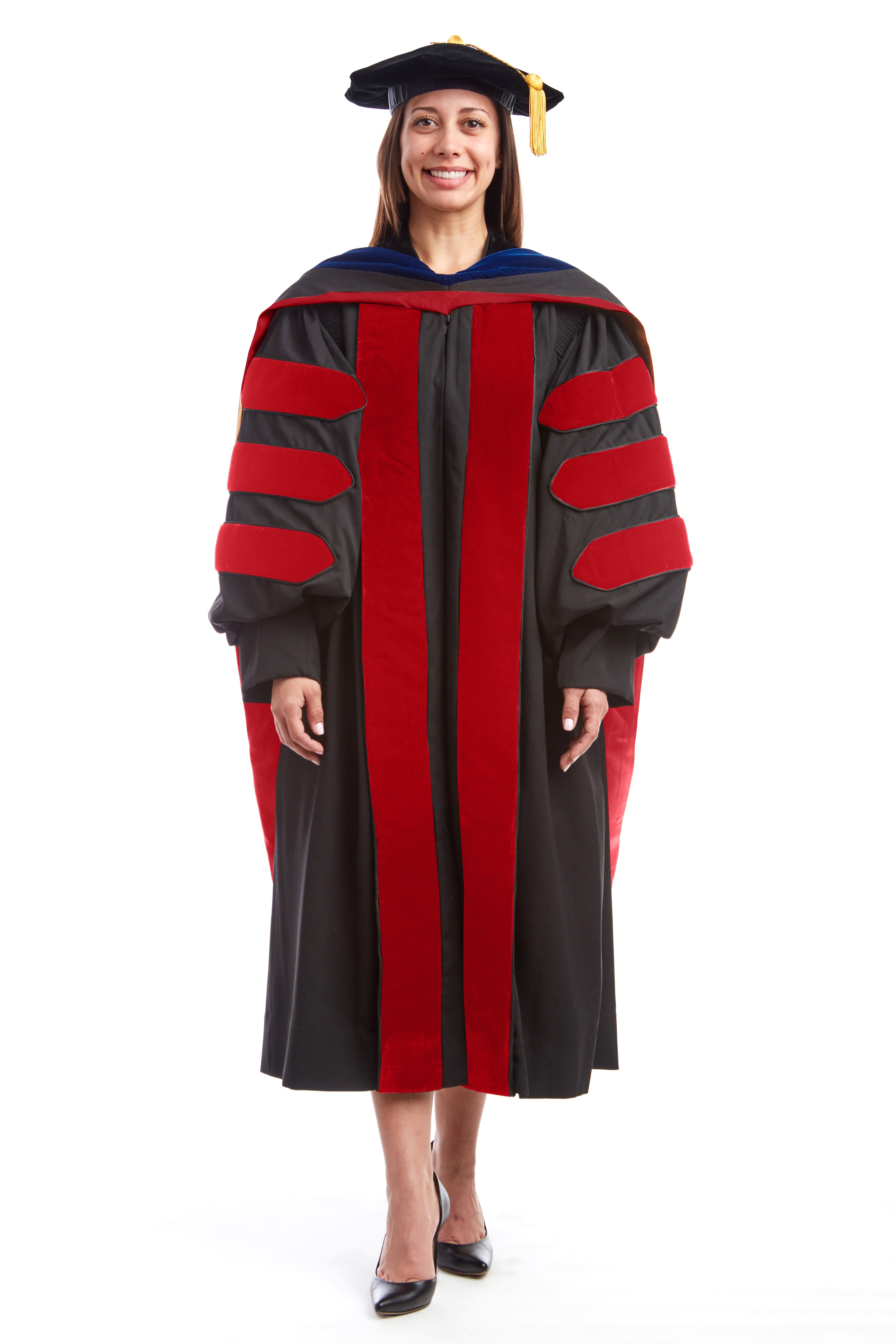 University of Wisconsin–Madison PhD Regalia Set. Doctoral Gown, Hood, and Eight Sided Doctoral Tam with Tassel