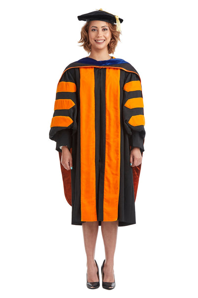 Princeton University Doctoral Regalia Set. Doctoral Gown, PhD Hood, and Eight Sided Doctoral Tam with Tassel