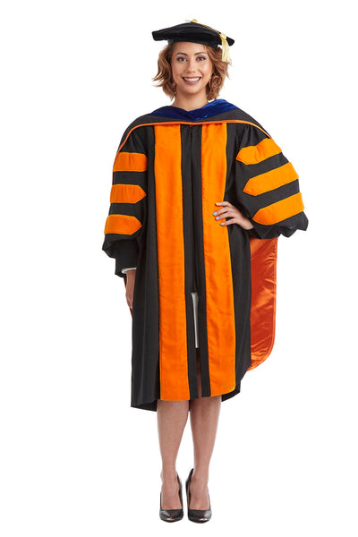 Princeton University Doctoral Regalia Set. Doctoral Gown, PhD Hood, and Eight Sided Doctoral Tam with Tassel
