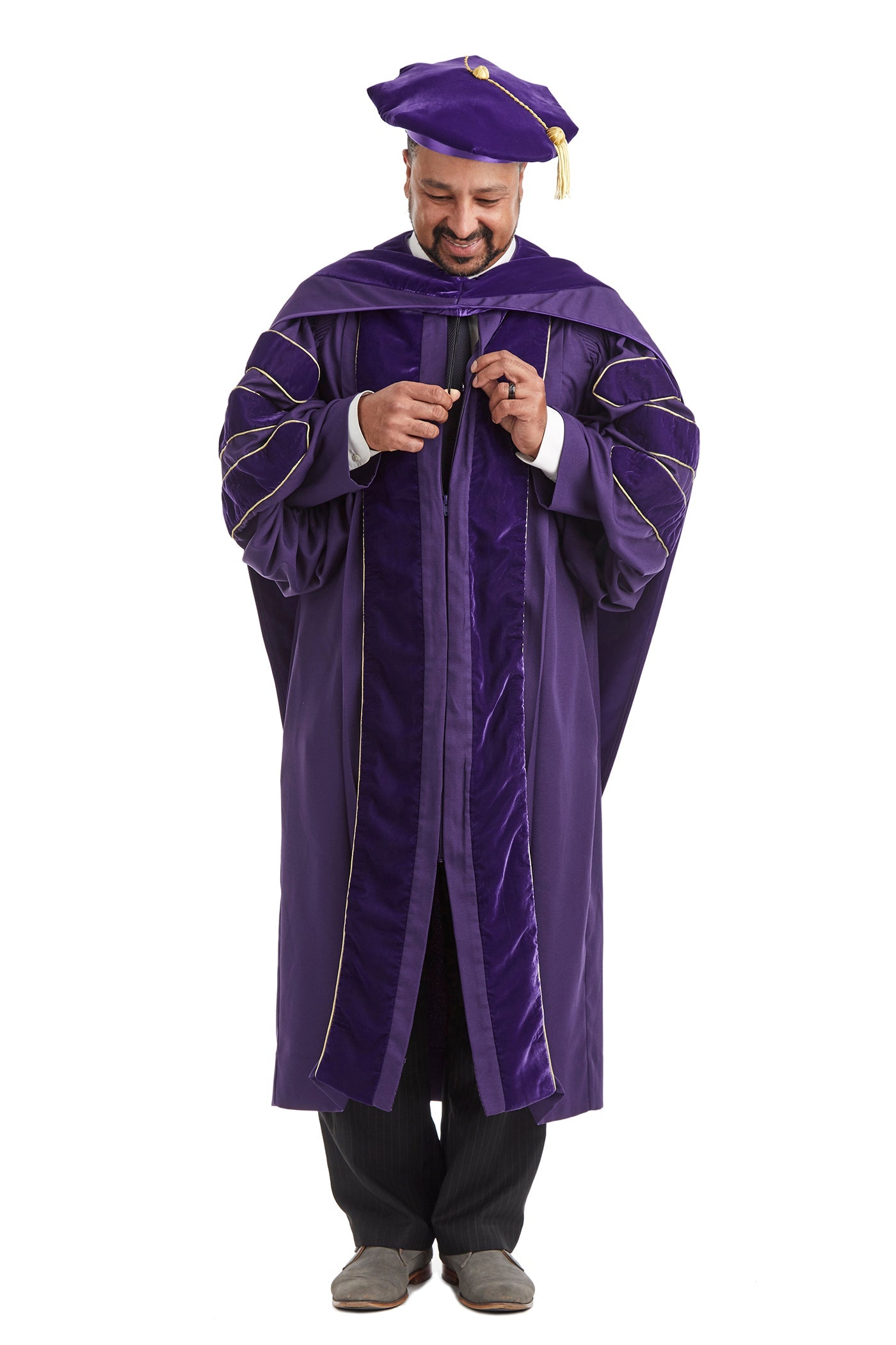 Louisiana State University PhD Regalia Set: Doctoral Gown, Hood, and Eight-Sided Doctoral Tam with Tassel
