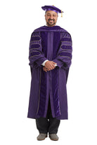 Louisiana State University PhD Regalia Set: Doctoral Gown, Hood, and Eight-Sided Doctoral Tam with Tassel