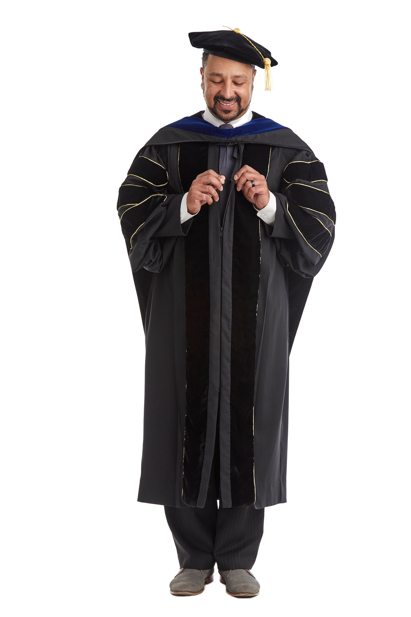 Purdue University Doctoral Regalia Rental Set. Doctoral Gown, Hood, and Cap / Tam with Tassel