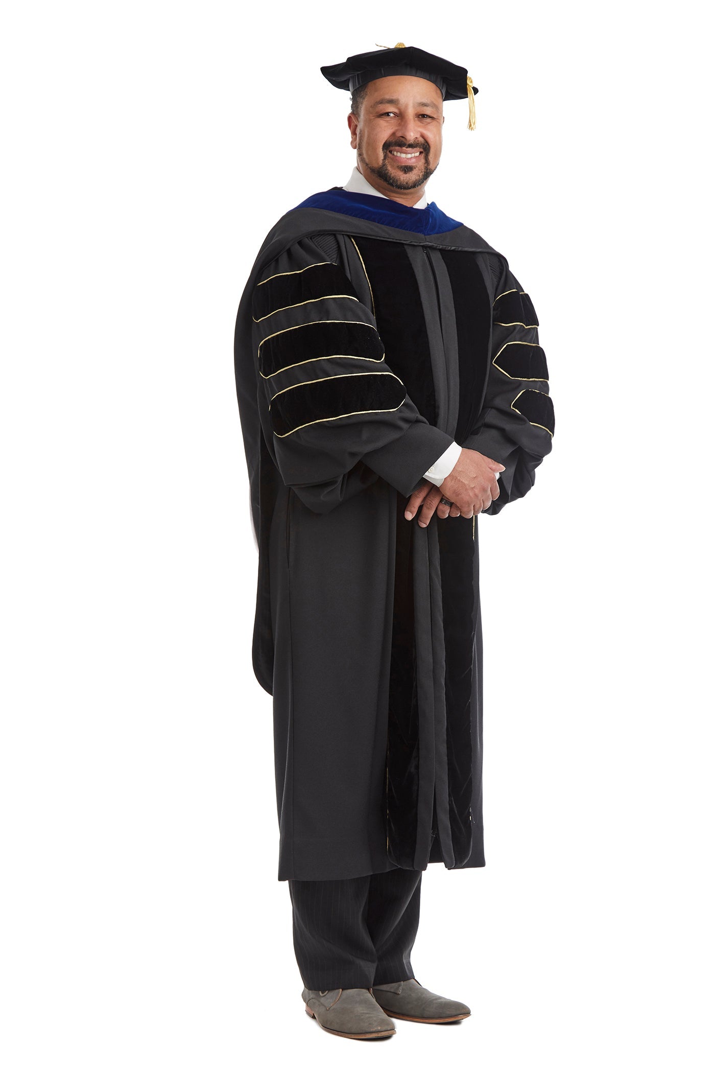 Purdue University Doctoral Regalia Rental Set. Doctoral Gown, Hood, and Cap / Tam with Tassel