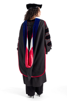 Indiana University Bloomington PhD Regalia Set. Doctoral Gown, Hood, and Eight Sided Doctoral Tam with Tassel