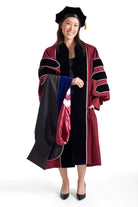 UMass Amherst Doctoral Regalia Rental Set. Doctoral Gown, Hood, and Cap / Tam with Tassel