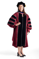 UMass Amherst Doctoral Regalia Rental Set. Doctoral Gown, Hood, and Cap / Tam with Tassel