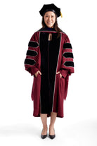 UMass Amherst Doctoral Regalia Rental Set. Doctoral Gown, Hood, and Cap / Tam with Tassel