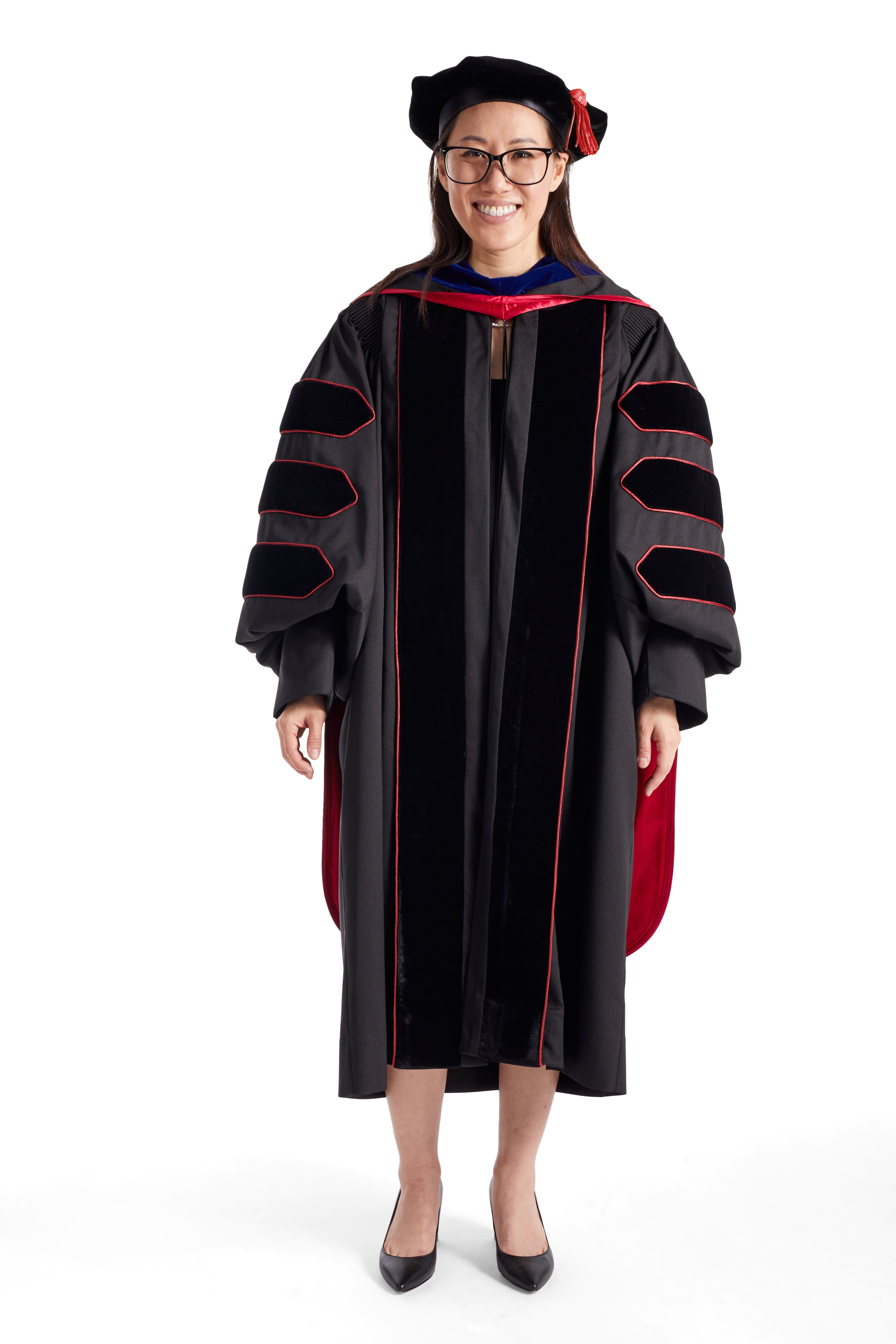 Texas Tech University PhD Regalia Set. Doctoral Gown, Hood, and Eight Sided Doctoral Tam with Tassel