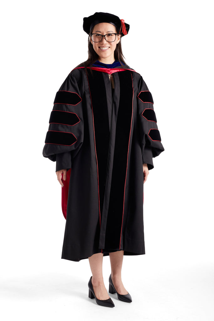 Texas Tech University PhD Regalia Set. Doctoral Gown, Hood, and Eight Sided Doctoral Tam with Tassel