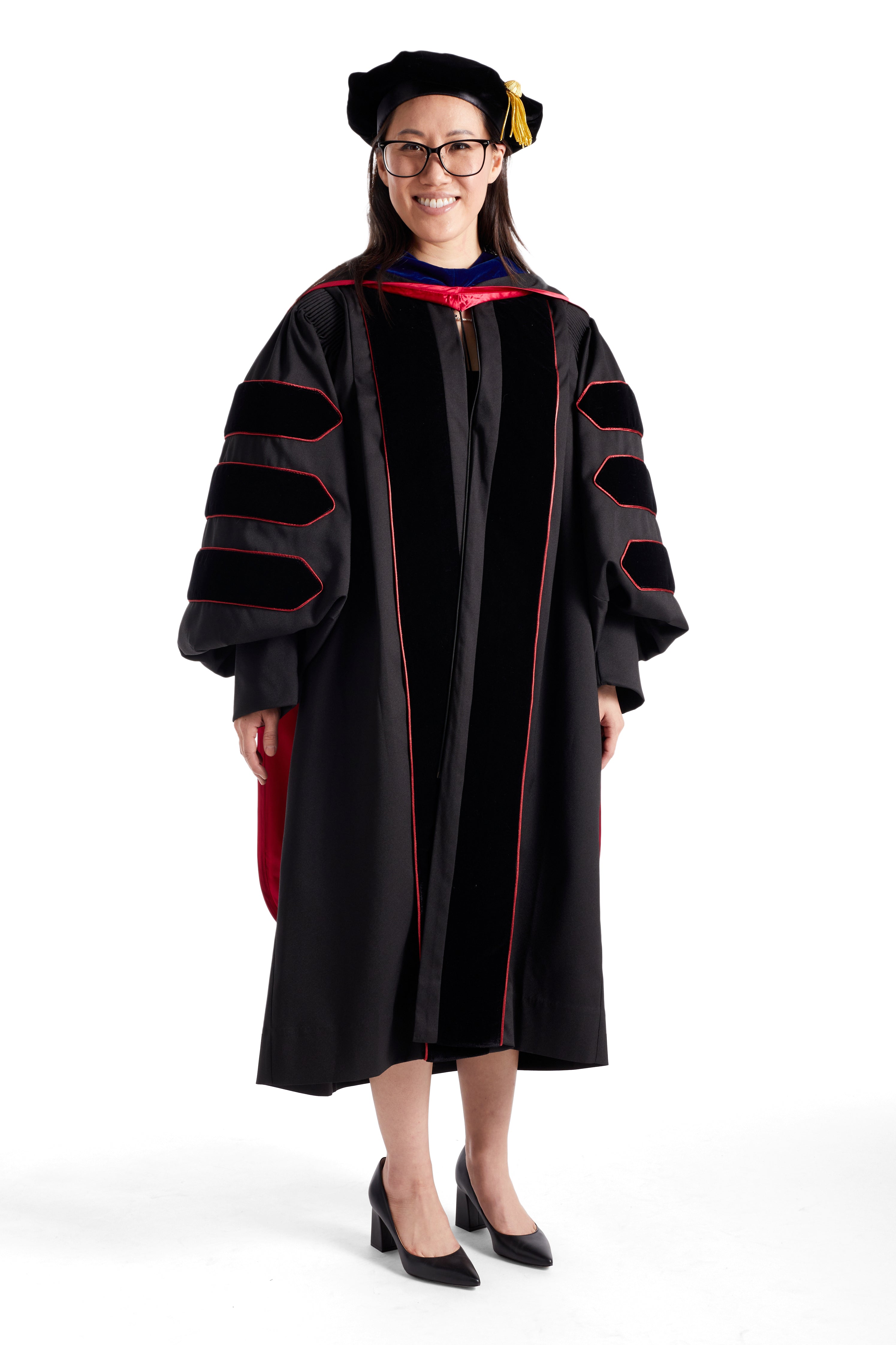 University of Arkansas Doctoral Regalia Rental Set. Doctoral Gown, Hood, and Cap / Tam with Tassel