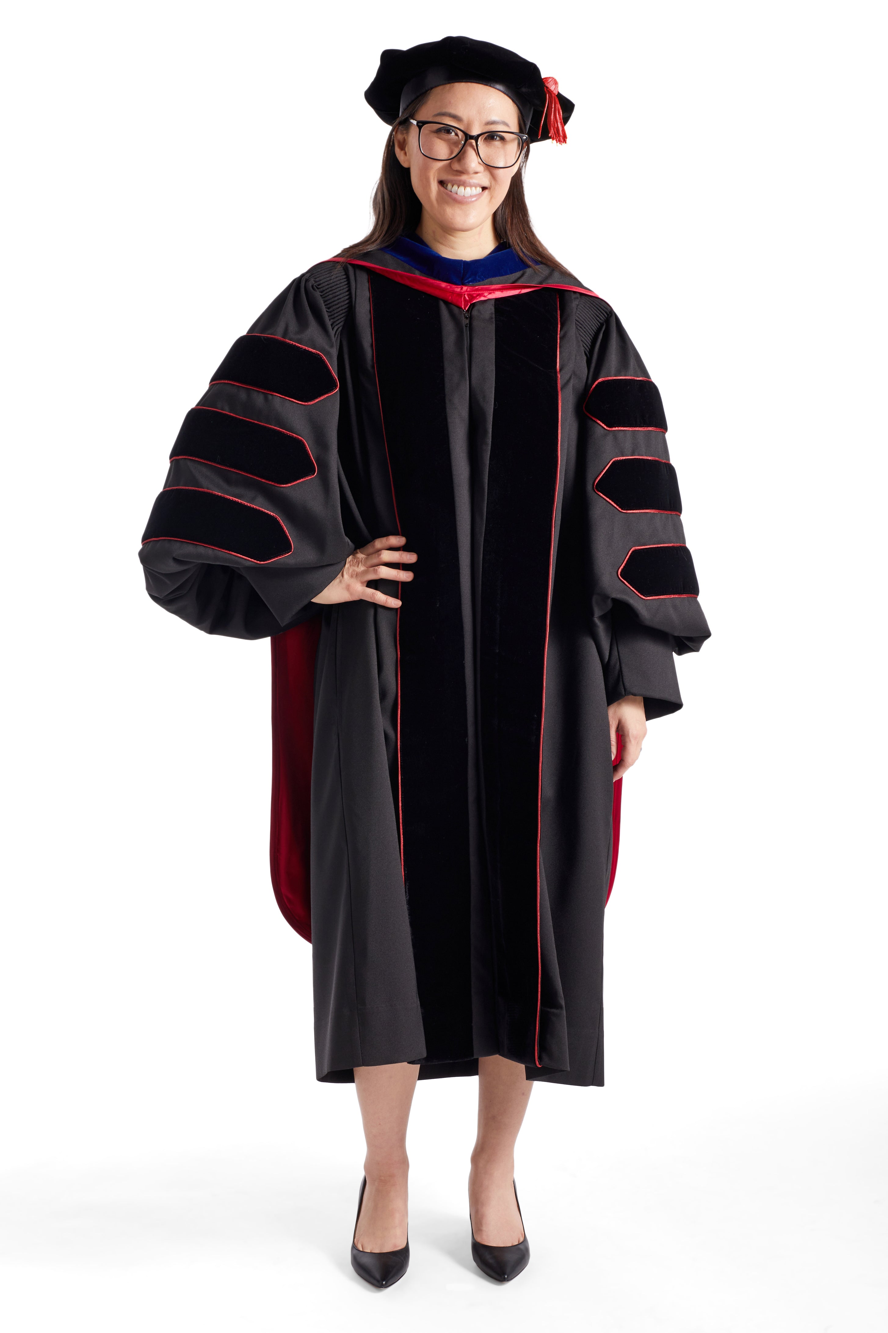 Texas Tech University PhD Regalia Set. Doctoral Gown, Hood, and Eight Sided Doctoral Tam with Tassel