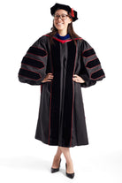 Texas Tech University PhD Regalia Set. Doctoral Gown, Hood, and Eight Sided Doctoral Tam with Tassel