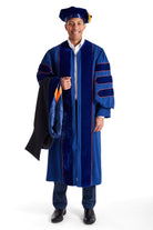 University of Illinois Urbana-Champaign PhD Regalia Set. Doctoral Gown, Hood, and Eight Sided Doctoral Tam with Tassel