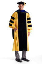 Johns Hopkins University Doctoral Regalia Rental Set. Doctoral Gown, Hood, and Cap / Tam with Tassel