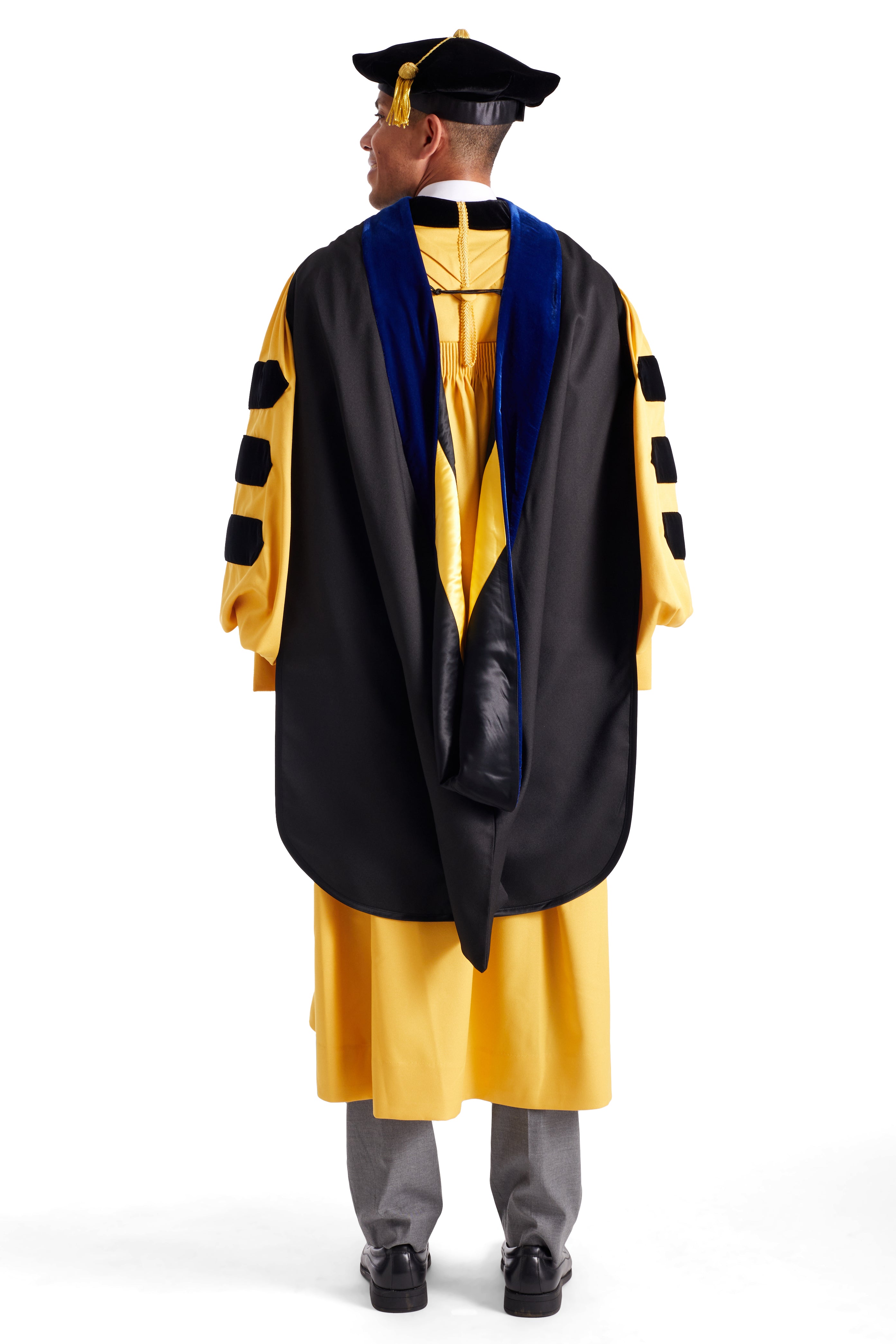 Johns Hopkins University Doctoral Regalia Rental Set. Doctoral Gown, Hood, and Cap / Tam with Tassel