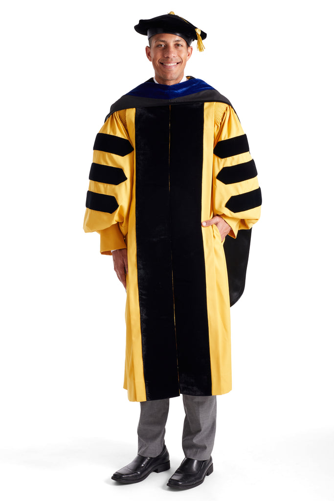 Johns Hopkins University Doctoral Regalia Rental Set. Doctoral Gown, Hood, and Cap / Tam with Tassel