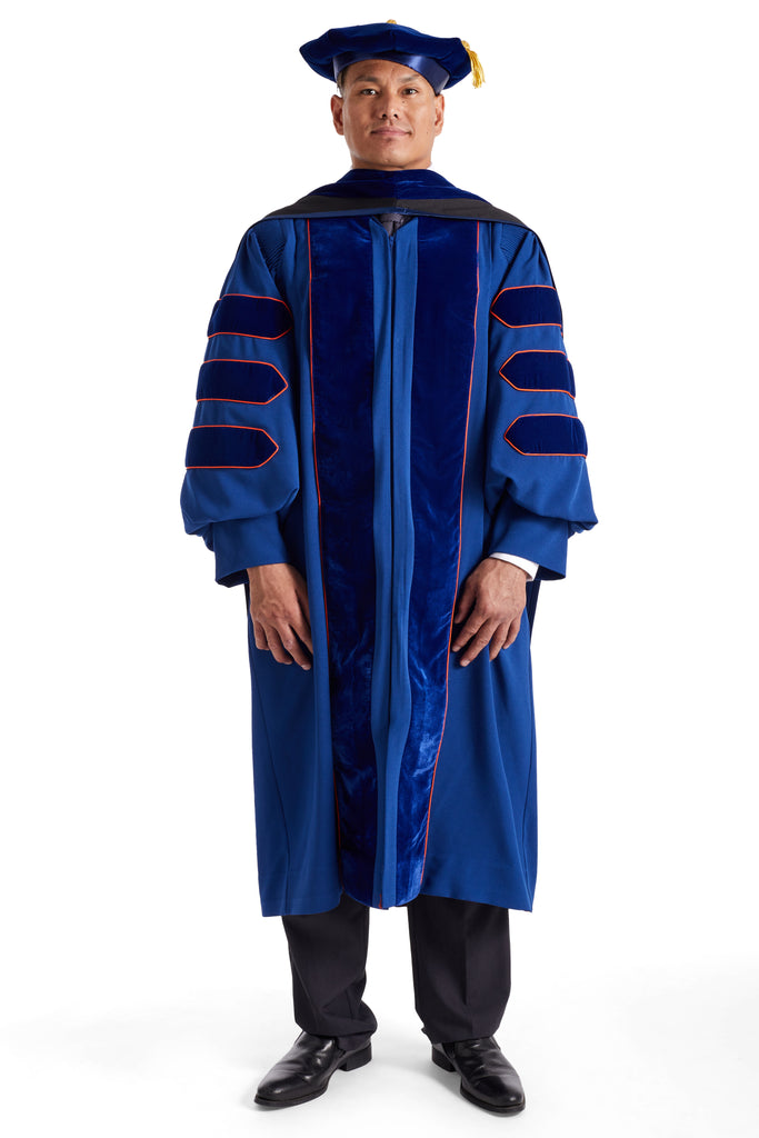 University of Illinois Urbana-Champaign Doctoral Regalia Rental Set. Doctoral Gown, Hood, and Cap / Tam with Tassel