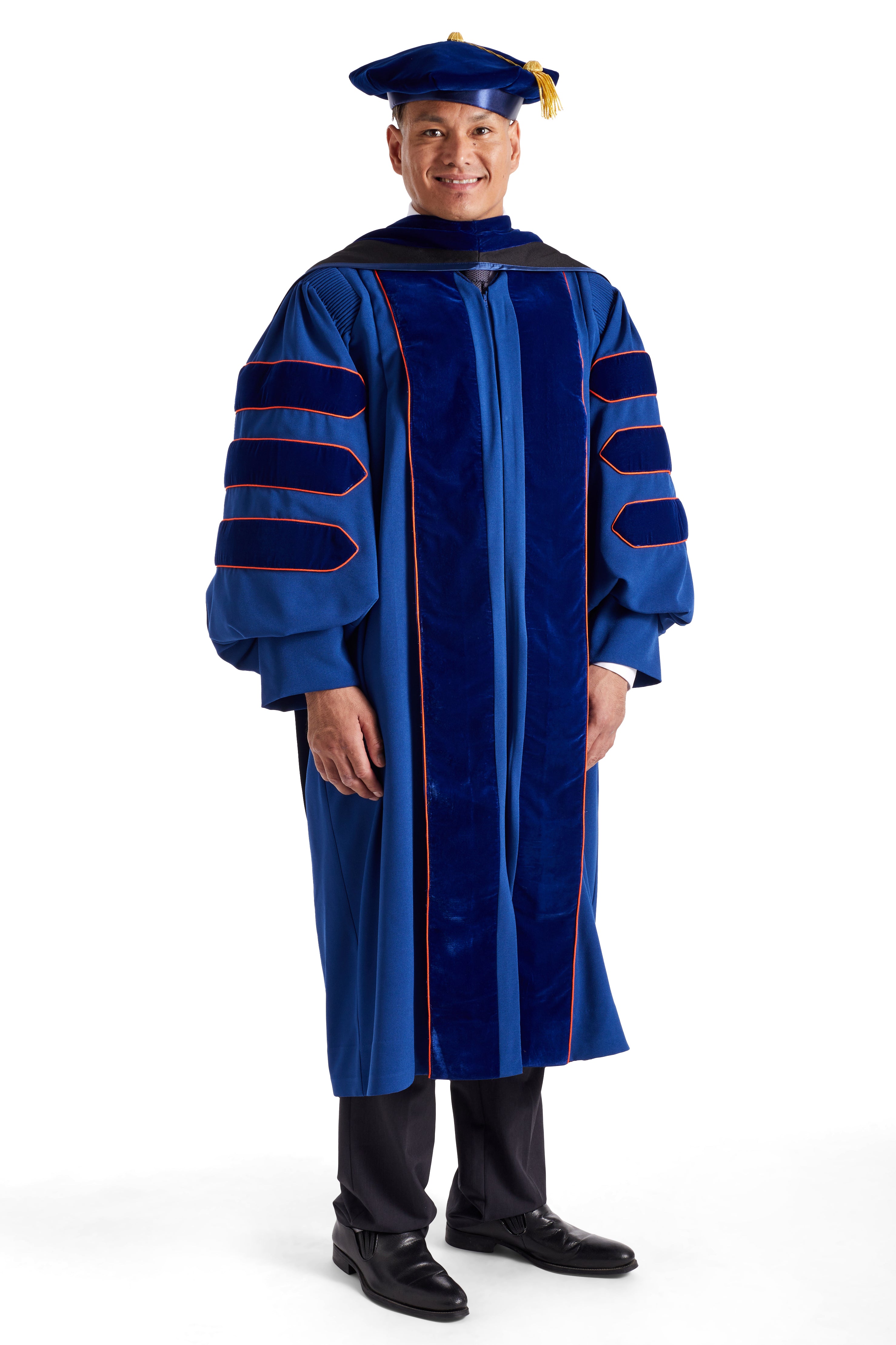 University of Illinois Urbana-Champaign Doctoral Regalia Rental Set. Doctoral Gown, Hood, and Cap / Tam with Tassel