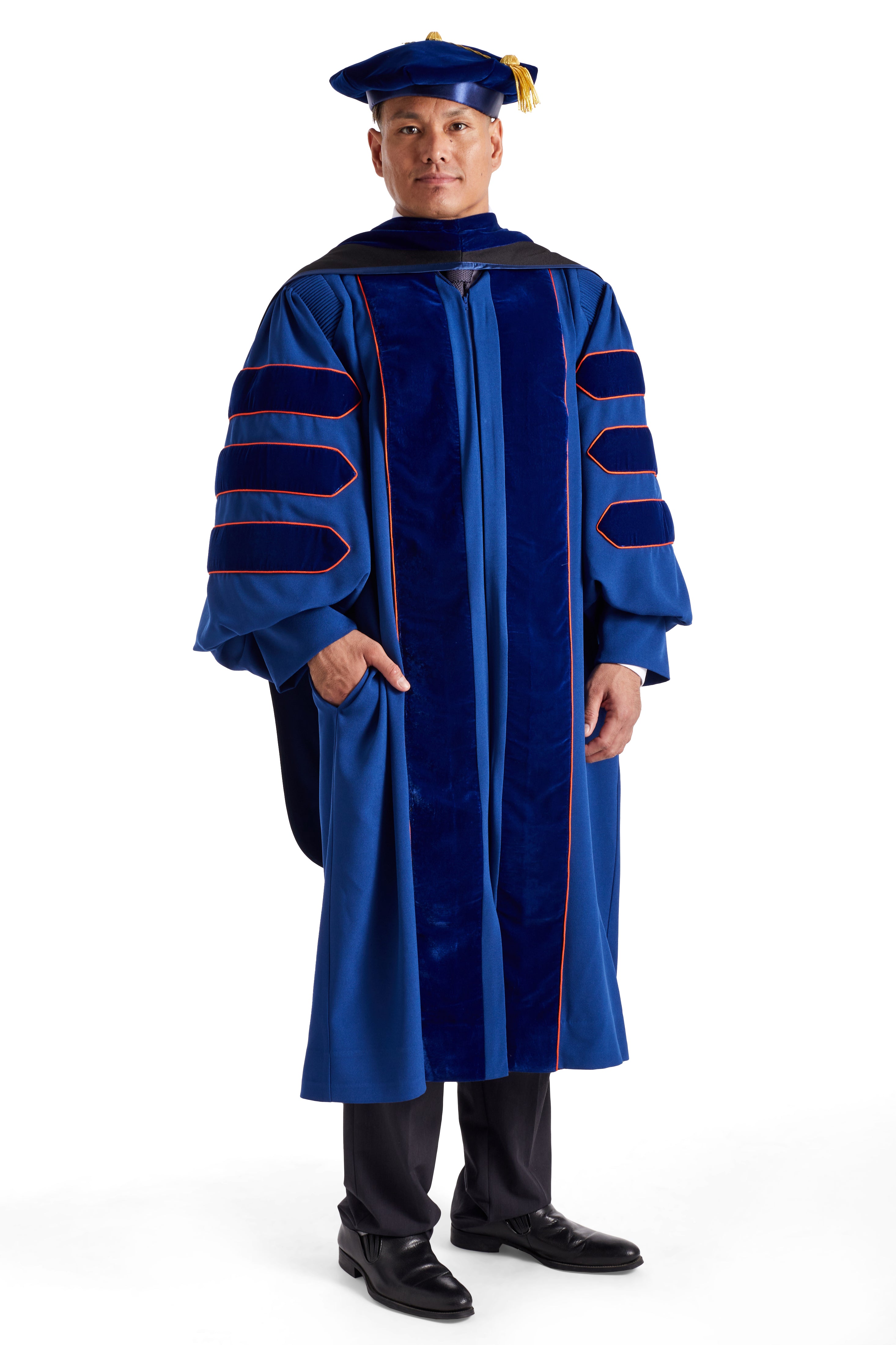 University of Illinois Urbana-Champaign Doctoral Regalia Rental Set. Doctoral Gown, Hood, and Cap / Tam with Tassel