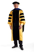 Johns Hopkins University PhD Regalia Set. Doctoral Gown, Hood, and Eight Sided Doctoral Tam with Tassel