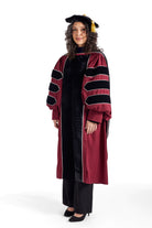 UMass Amherst PhD Regalia Set. Doctoral Gown, Hood, and Eight Sided Doctoral Tam with Tassel