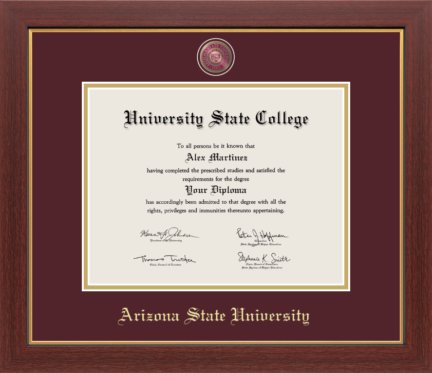 CAPGOWN | Arizona State University Medallion Diploma Frame for Bachelor's and Master's graduates. Designed and made in USA.