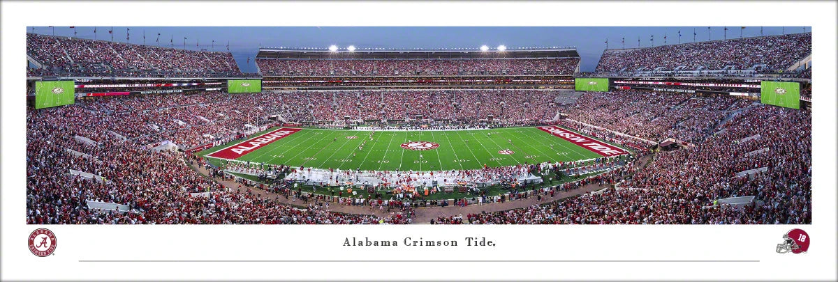 University of Alabama — Alabama Football, Night Game — Unframed - 40" x 13 1/2"
