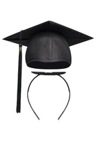 Black graduation cap with the CAPGOWN CapStay headband against a white background