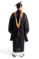 CAPGOWN | University of Washington Master's Regalia Set, include master's gown with pockets, mortarboard cap, drab hood, and tassel with year charm.