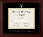 CAPGOWN | Cal State Poly Pomona Cherry Wood Medallion Diploma Frame for Bachelor, Master, and Doctoral Graduates. Designed and made in USA.