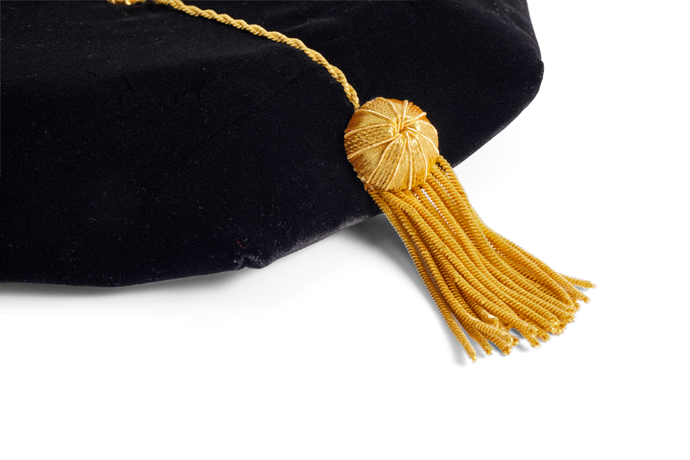 UC San Diego 8-sided Doctoral Tam (Cap) for Graduation with Gold Bullion Tassel