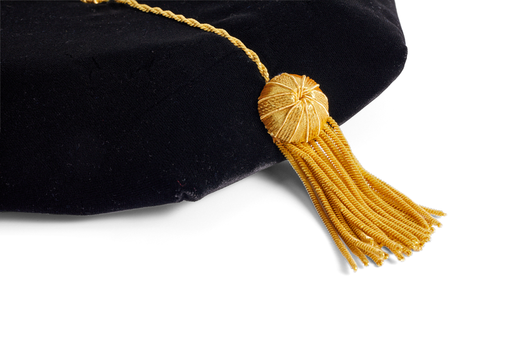 8-sided Black Velvet Doctoral Tam (Cap) for Graduation with Gold Bullion Tassel