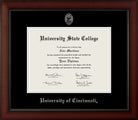 CAPGOWN | University of Cincinnati Cherry Wood Diploma Frame for Bachelor, Master, and Doctoral Graduates. Designed and made in USA.