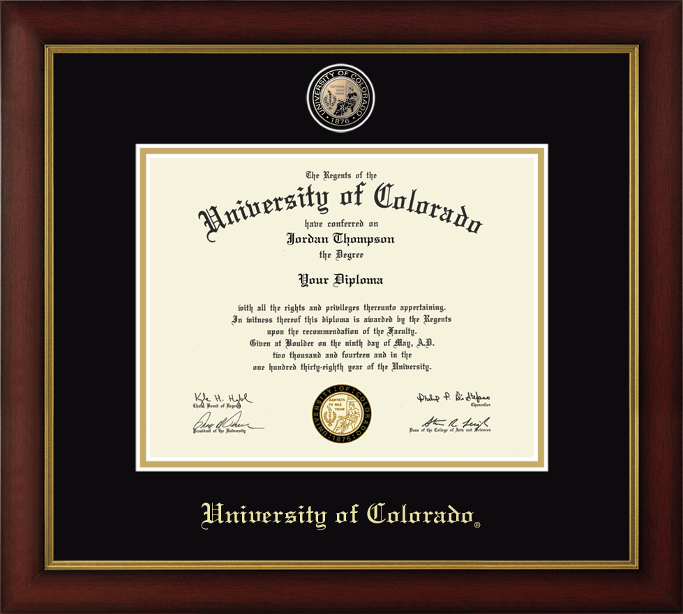 CAPGOWN | University of Colorado at Boulder Medallion Diploma Frame for Doctoral Graduates. Designed and made in USA.
