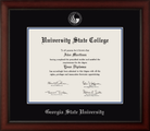 CAPGOWN | Georgia State University Cherry Wood Diploma Frame for Bachelor's, Master's, and non-PhD doctoral graduates. Designed and made in USA.