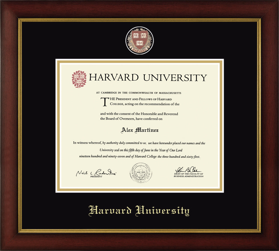 CAPGOWN | Harvard University Medallion Diploma Frame for Doctoral Graduates. Designed and made in USA.