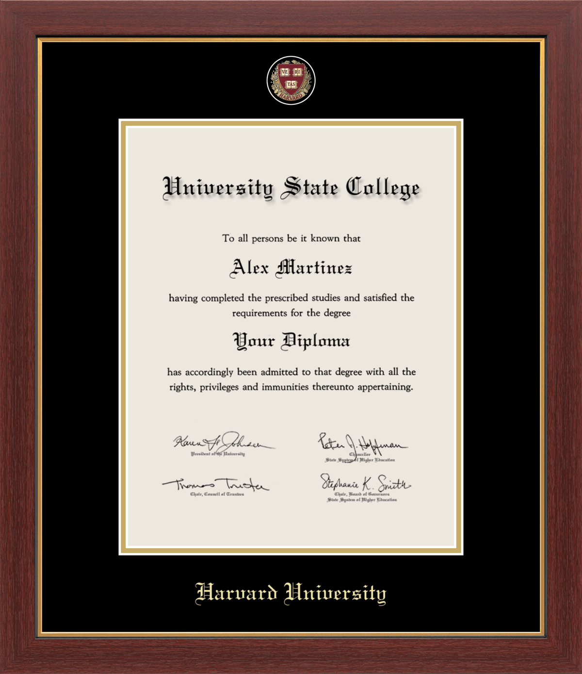 Marco del diploma medallón de la Universidad de Harvard