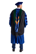University of Illinois Urbana-Champaign Doctor of Medicine (M.D.) hood with green velvet — angled view