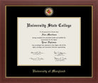 CAPGOWN | University of Maryland Medallion Diploma Frame for Bachelor, Master, and Doctoral Graduates. Designed and made in USA.